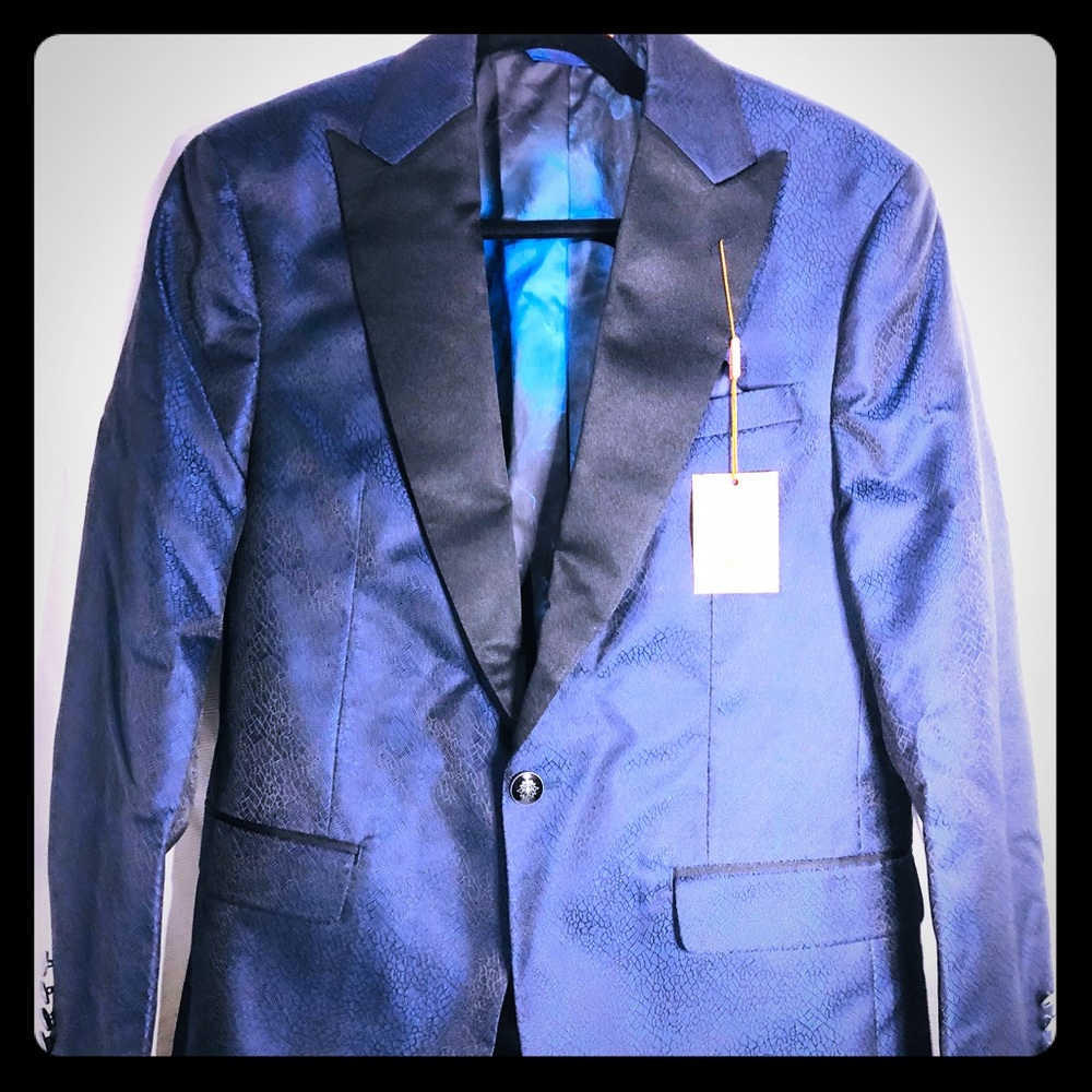 New Men's Navy Animal Skin Sport Coat (38 Short)